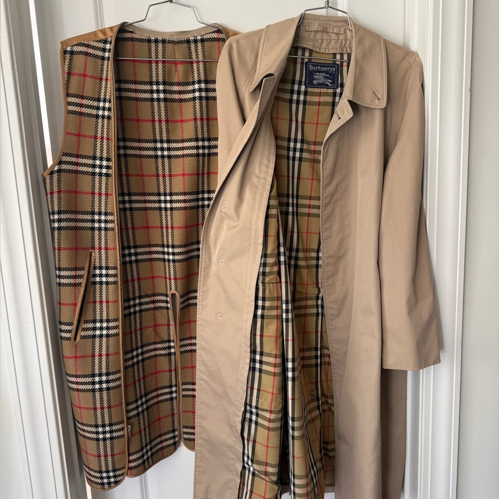 VTG BURBERRYS Trench Coat Wool Zip-Out Lining Size 38 REG - Picture 4 of 14